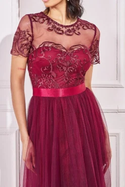 Women * Embroidered Mesh Maxi Dress