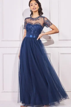 Women * Embroidered Mesh Maxi Dress