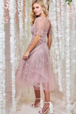 Women * Embroidered Mesh Midi Dress
