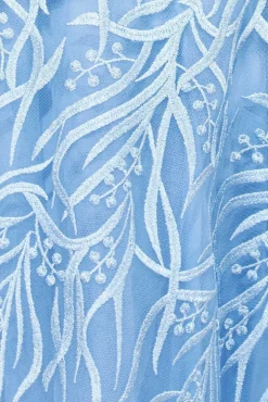 Women * Embroidered Mesh Midi Dress - Powder Blue