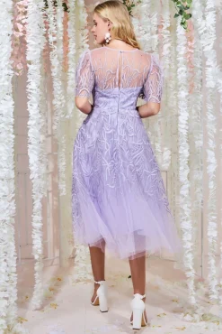 Women * Embroidered Mesh Midi Dress
