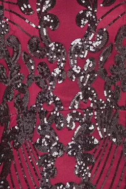Women * Embroidered Sequin Beaded Cap Sleeve Maxi