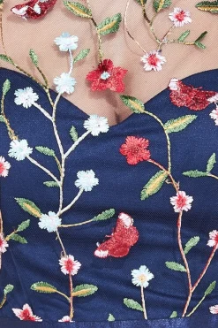Women * Embroidered Top Flutter Sleeve Maxi