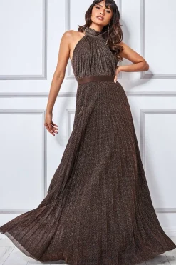 Women * Exclusive Lurex Halterneck Pleated Maxi