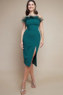 Women * Feather Boobtube Midi Dress