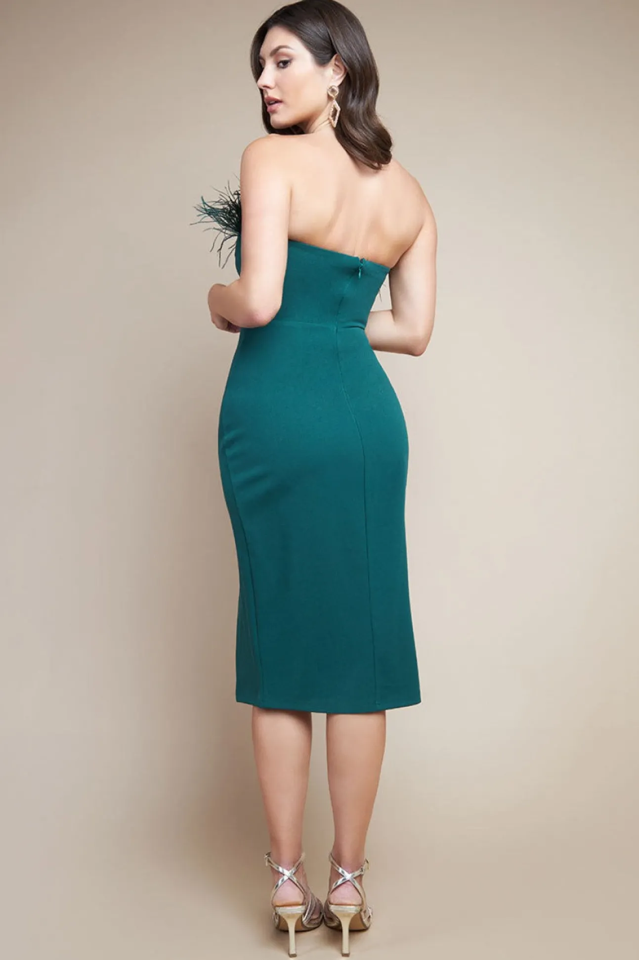 Women * Feather Boobtube Midi Dress