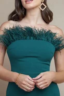 Women * Feather Boobtube Midi Dress