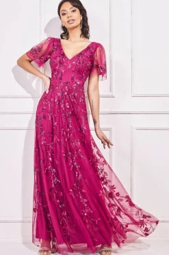 Women * Flared Sleeve Embroidered Maxi Dress