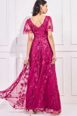 Women * Flared Sleeve Embroidered Maxi Dress
