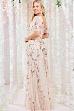 Women * Flared Sleeve Embroidered Maxi Dress