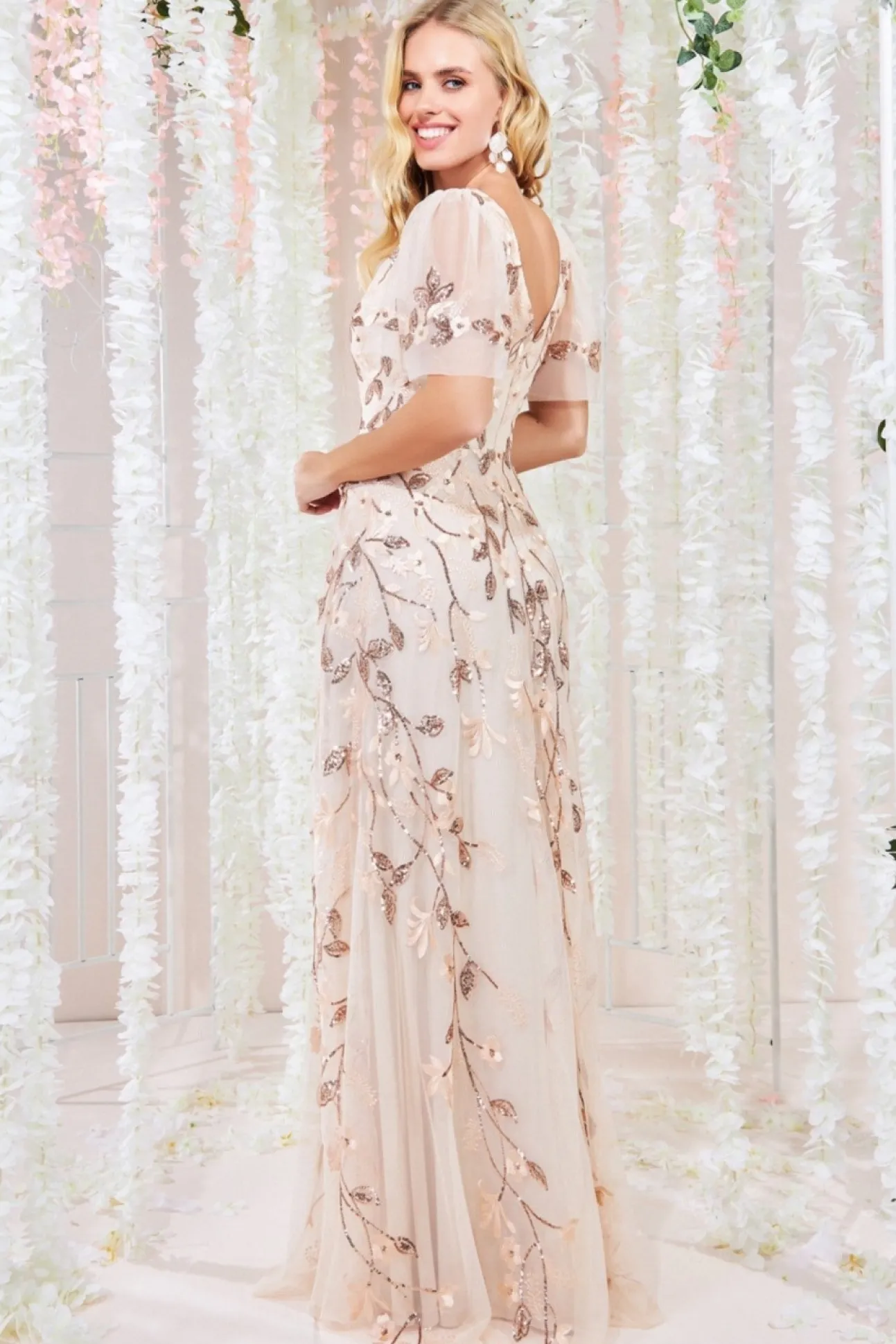 Women * Flared Sleeve Embroidered Maxi Dress