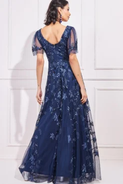 Women * Flared Sleeve Embroidered Maxi Dress