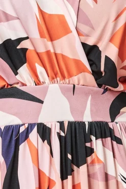 Women * Floral Print Flutter Sleeve Maxi - Orange Print