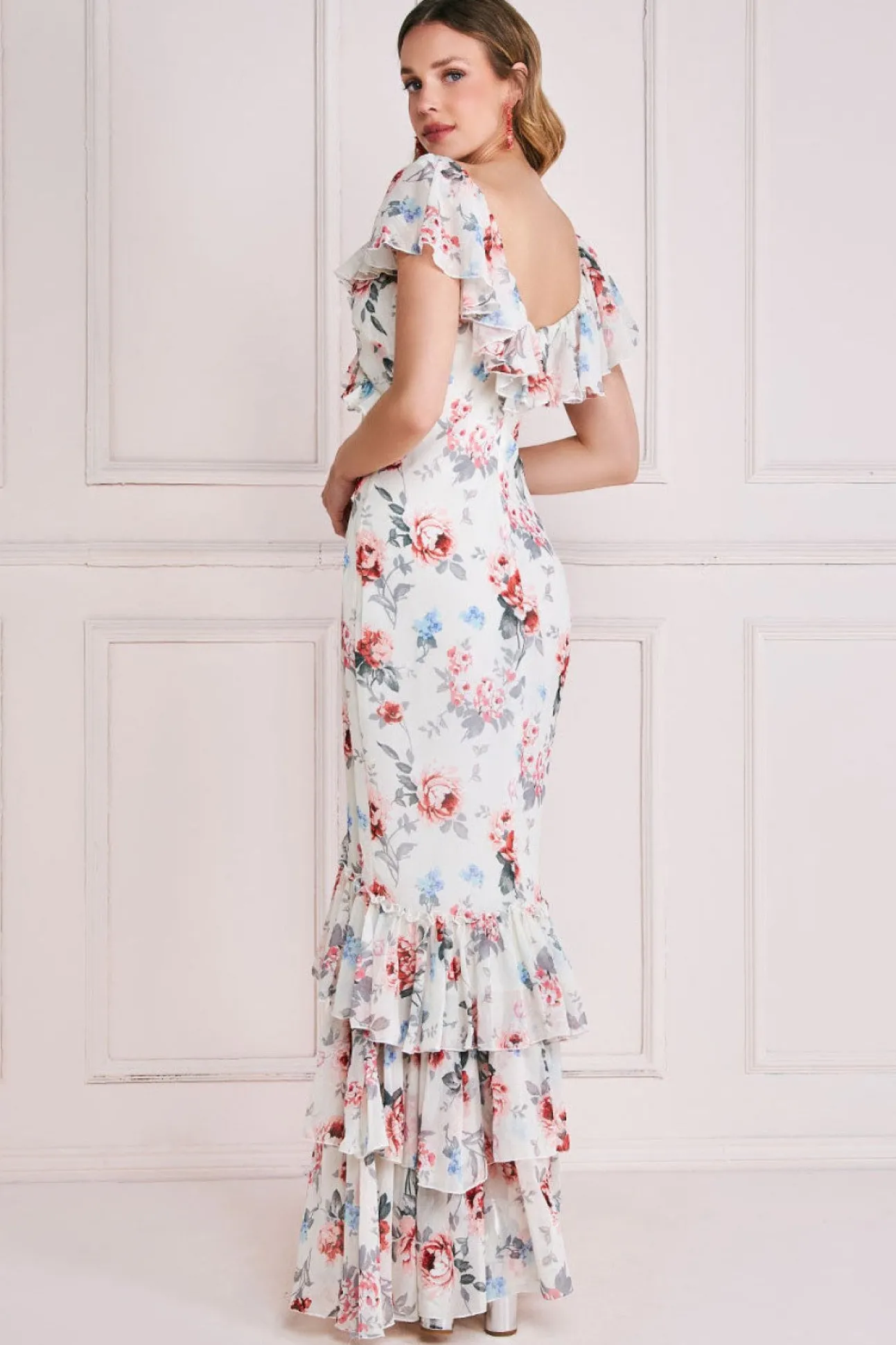 Women * Floral Printed Chiffon Ruffle Maxi