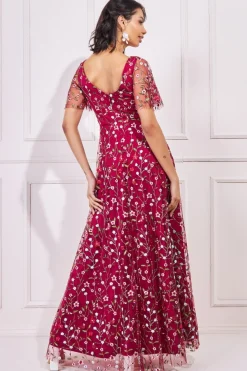 Women * Flutter Sleeve Floral Embroidered Maxi