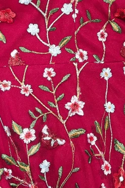 Women * Flutter Sleeve Floral Embroidered Maxi