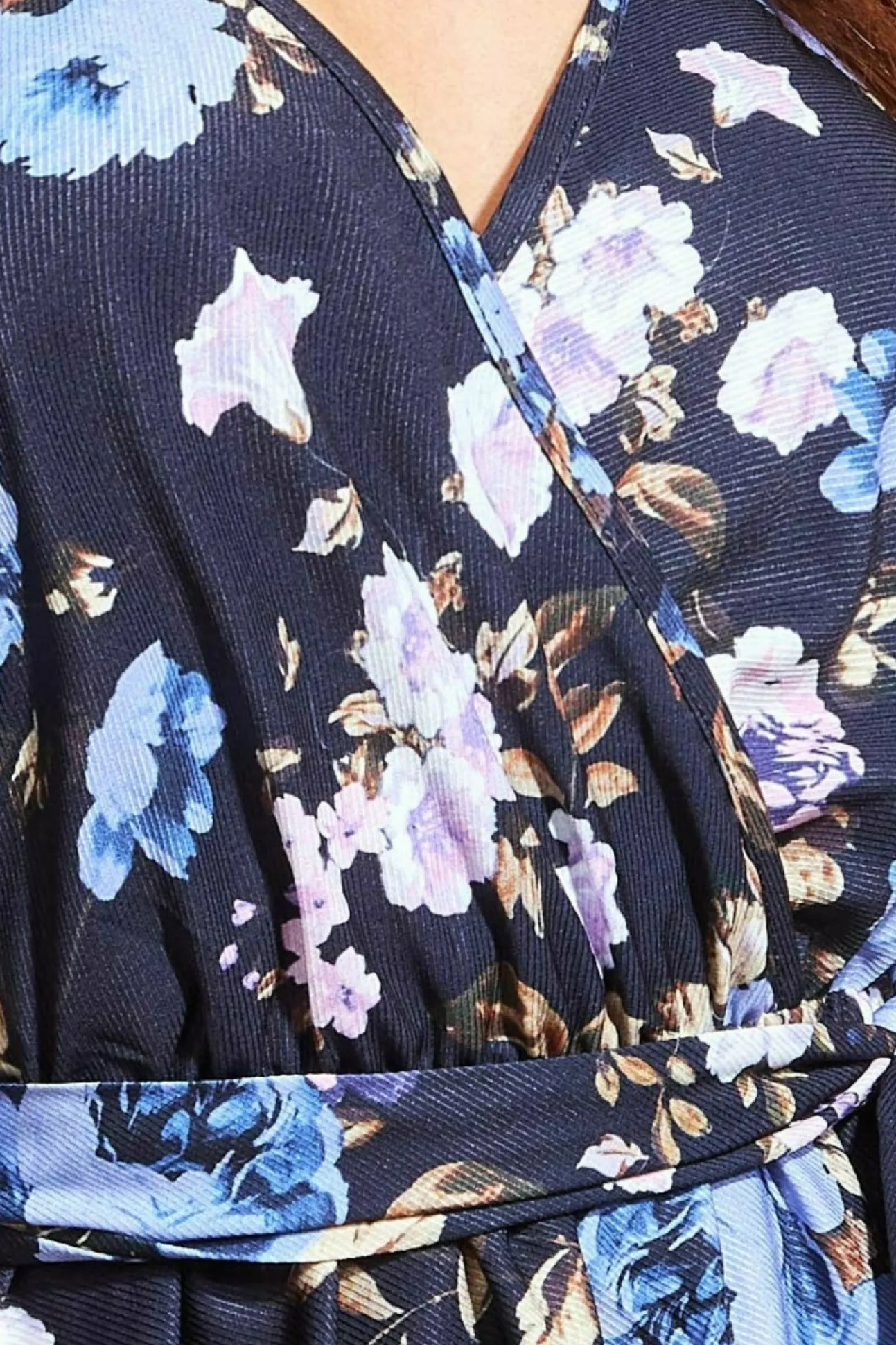 Women * Flutter Sleeve Printed Midi Dress - Navy Print
