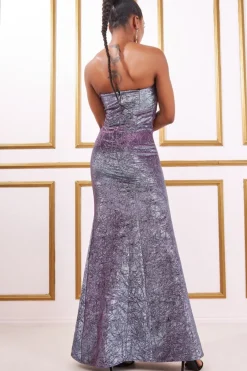 Women * Foil Print Corset Bardot Maxi Dress