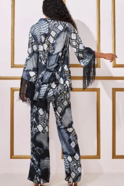 Women * Foil Print Wide Leg Trousers
