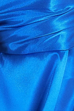 Women * Front Split Satin Bandeau Maxi - Royal Blue
