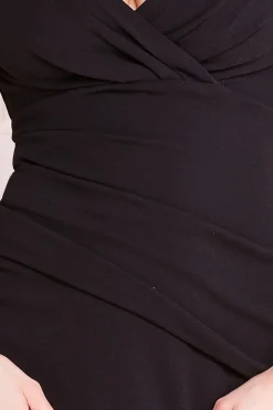 Women * Front Wrap Pleated Scuba Midi Dress