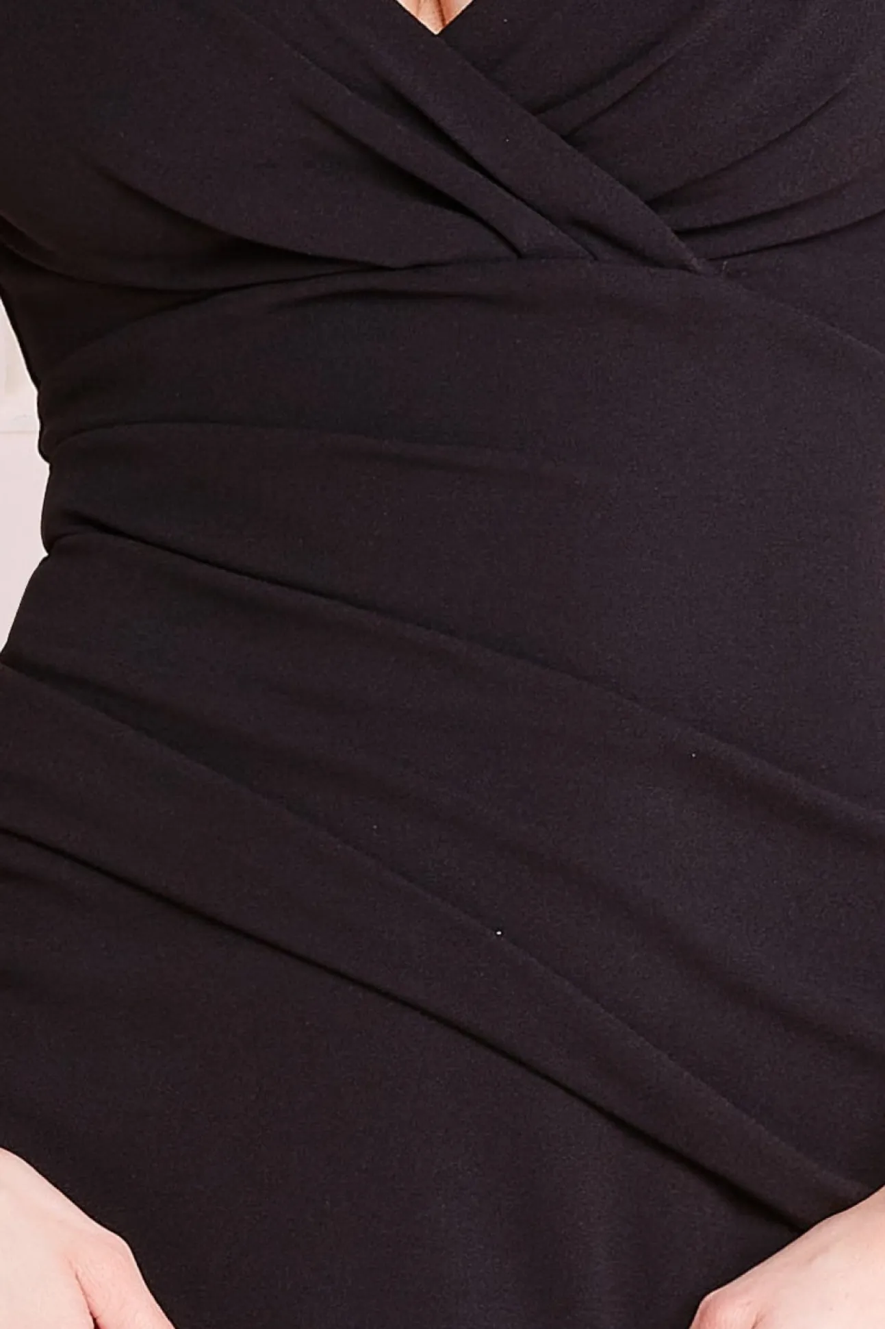 Women * Front Wrap Pleated Scuba Midi Dress