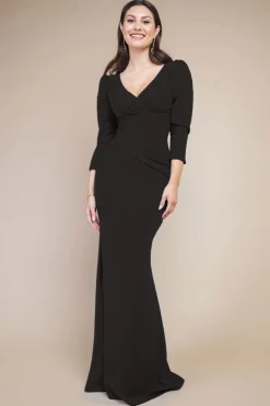 Women * Front Wrap Pleated Scuba Maxi Dress