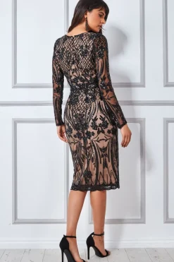Women * Full Sleeve Sequin Midi Dress