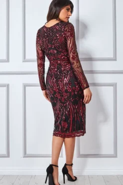 Women * Full Sleeve Sequin Midi Dress