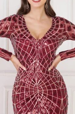 Women * Geo Sequin Long Sleeve Maxi Dress