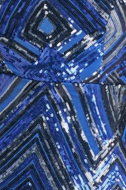 Women * Geometric Sequin Sleeveless Maxi - Royal Blue