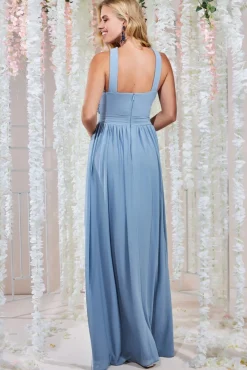 Women * Halter Neck Chiffon Maxi Dress - Dusky Blue