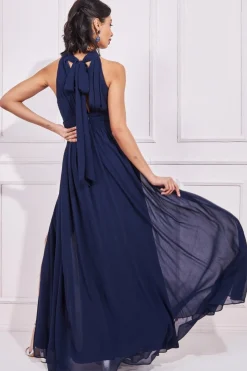Women * Halterneck Chiffon Maxi With Thigh Split