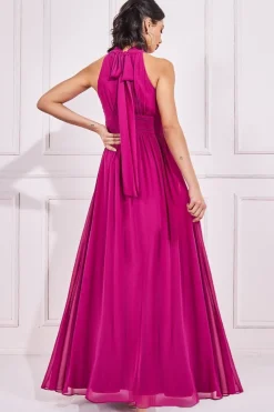 Women * Halterneck Chiffon Maxi With Thigh Split