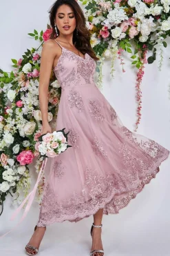 Women * High Low Scalloped Midi Dress