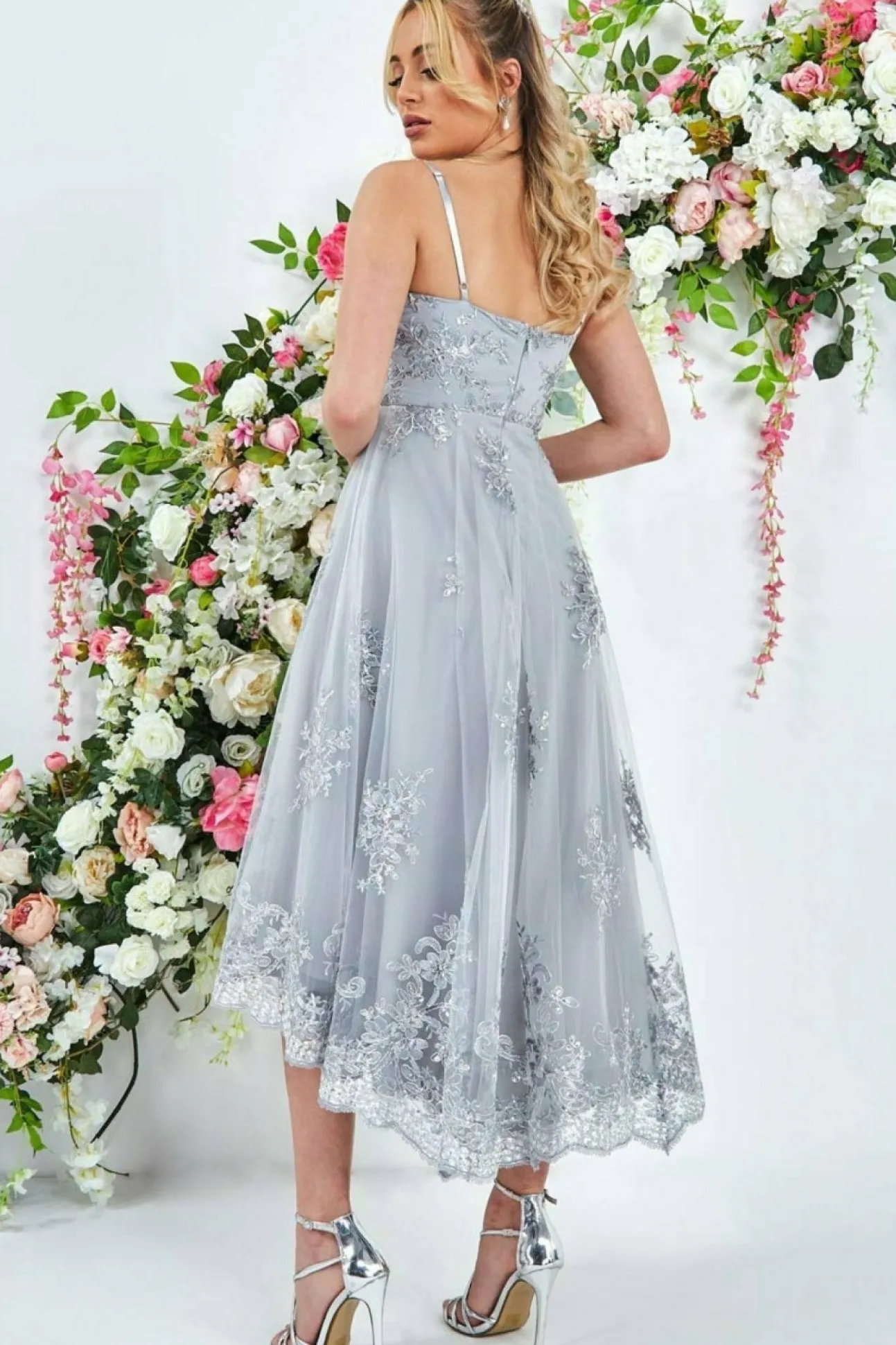 Women * High Low Scalloped Midi Dress