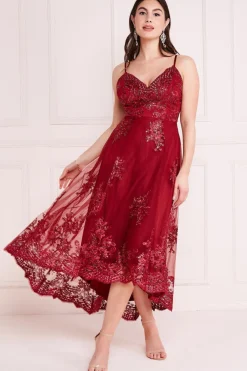 Women * High Low Scalloped Midi Dress