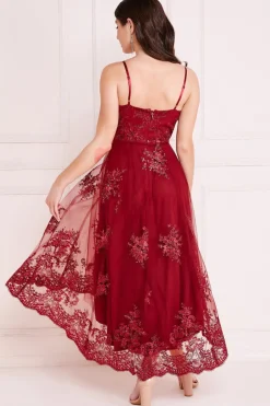 Women * High Low Scalloped Midi Dress