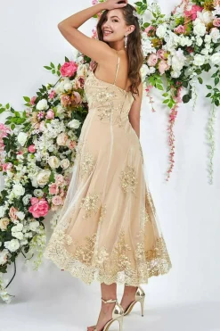 Women * High Low Scalloped Midi Dress
