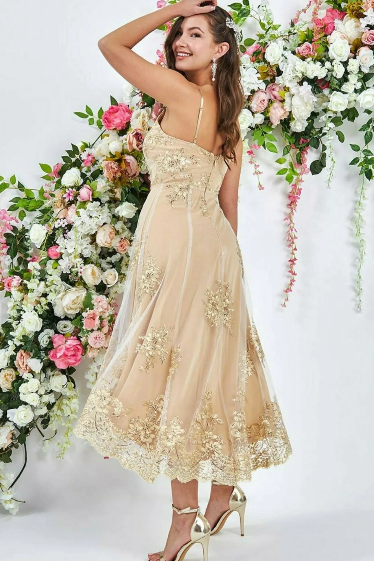 Women * High Low Scalloped Midi Dress