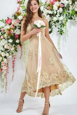 Women * High Low Scalloped Midi Dress