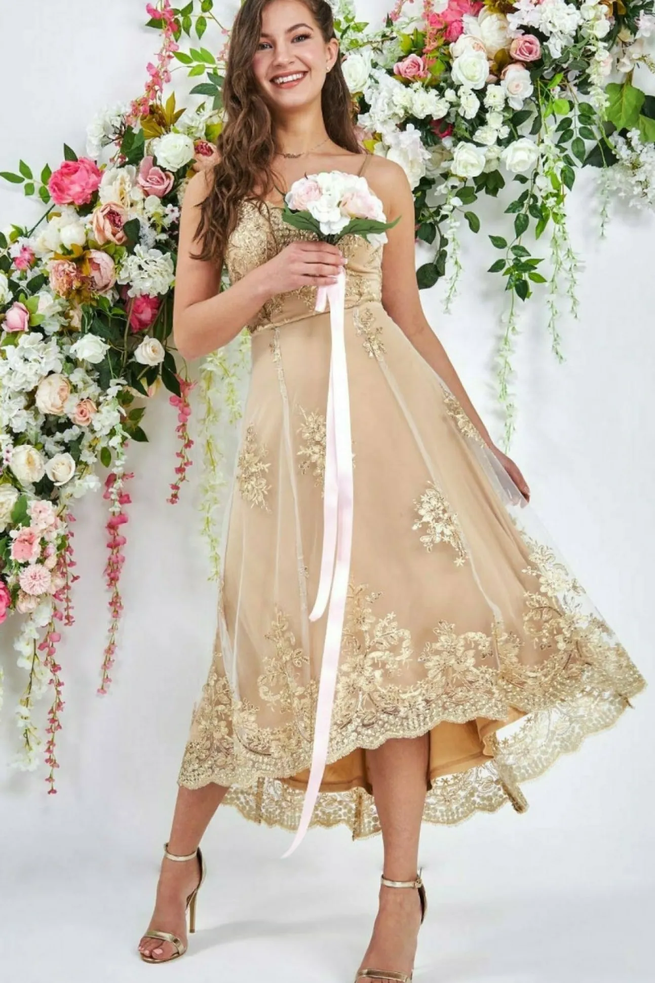 Women * High Low Scalloped Midi Dress