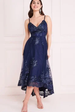 Women * High Low Scalloped Midi Dress