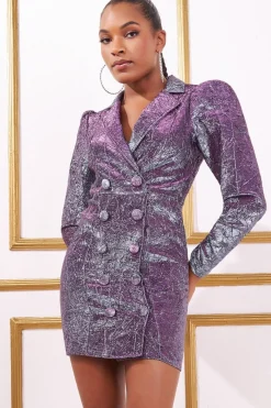 Women * Iridescent Foil Print Blazer Mini Dress