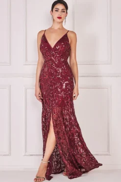 Women * Iridescent Sequin Maxi With Front Split