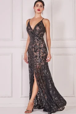 Women * Iridescent Sequin Maxi With Front Split