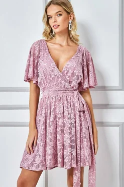 Women * Lace Kimono Wrap Skater Mini Dress