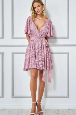Women * Lace Kimono Wrap Skater Mini Dress