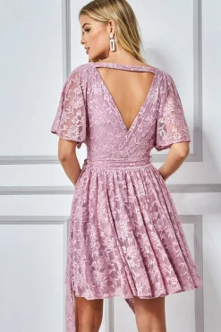 Women * Lace Kimono Wrap Skater Mini Dress