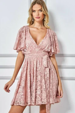 Women * Lace Kimono Wrap Skater Mini Dress